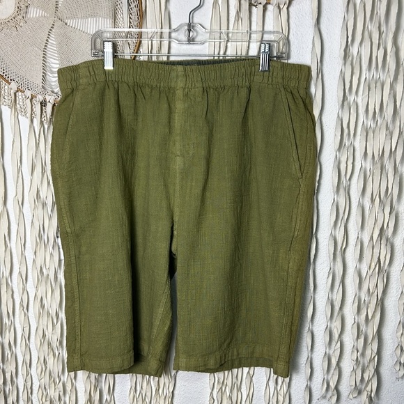 Carbon 2 Cobalt Green Cotton Blend Textured Drawstring Shorts XL 11" Inseam - Picture 1 of 11
